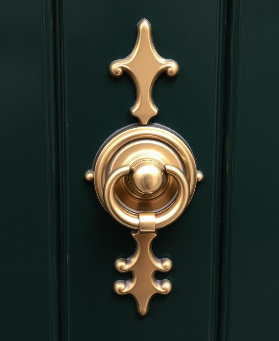 Brass door knocker on a Georgian front door in Edinburgh
